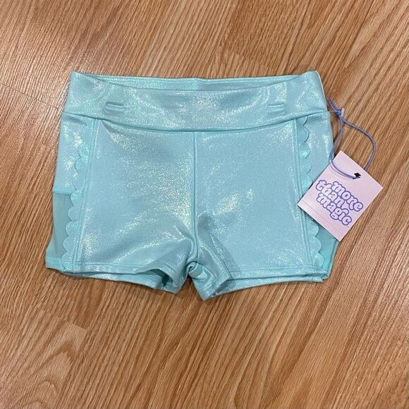 Girls Metallic Athletic Dance Gymnastics Shorts - Picture 1 of 7